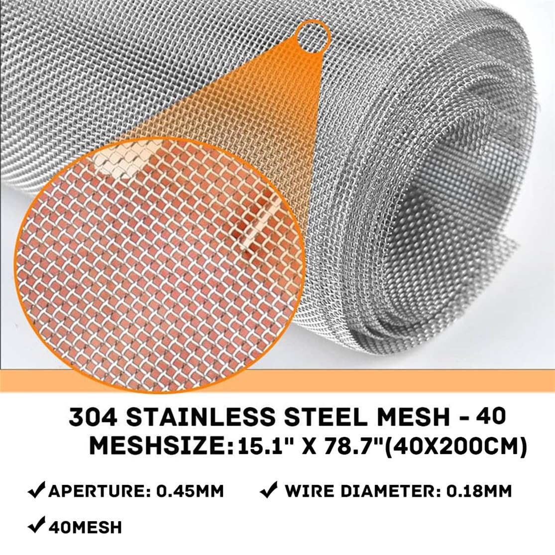 Stainless Steel Wire Mesh Roll - 20 Mesh 304 Grade For Screens, Filters & Safety Nets