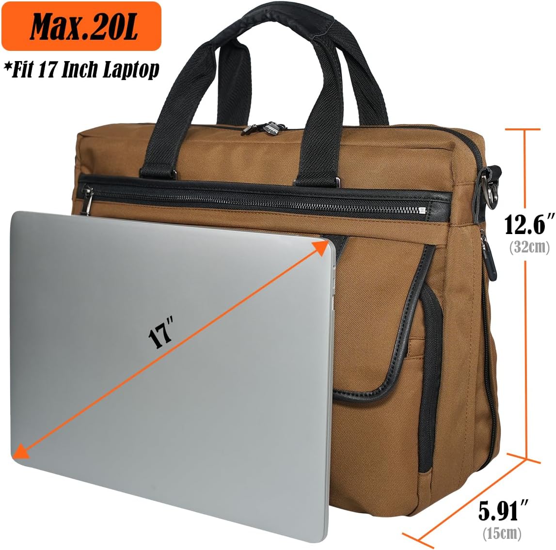 WELKINLAND 17-Inch Laptop Briefcases for Men, 4-Compartments Business Briefcase for Men, 13Pockets Laptop Messenger & Shoulder Bags, Expandable Briefcases For Man, Compact Mens Messenger Bags For Work - Image 3