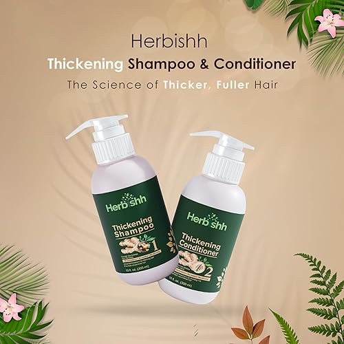Miniatura 7 de Herbishh Champú y acondicionador para engrosar el cabello con extracto de jengibre | Adecuado para todo tipo de cabello | Sin sulfatos ni parabenos