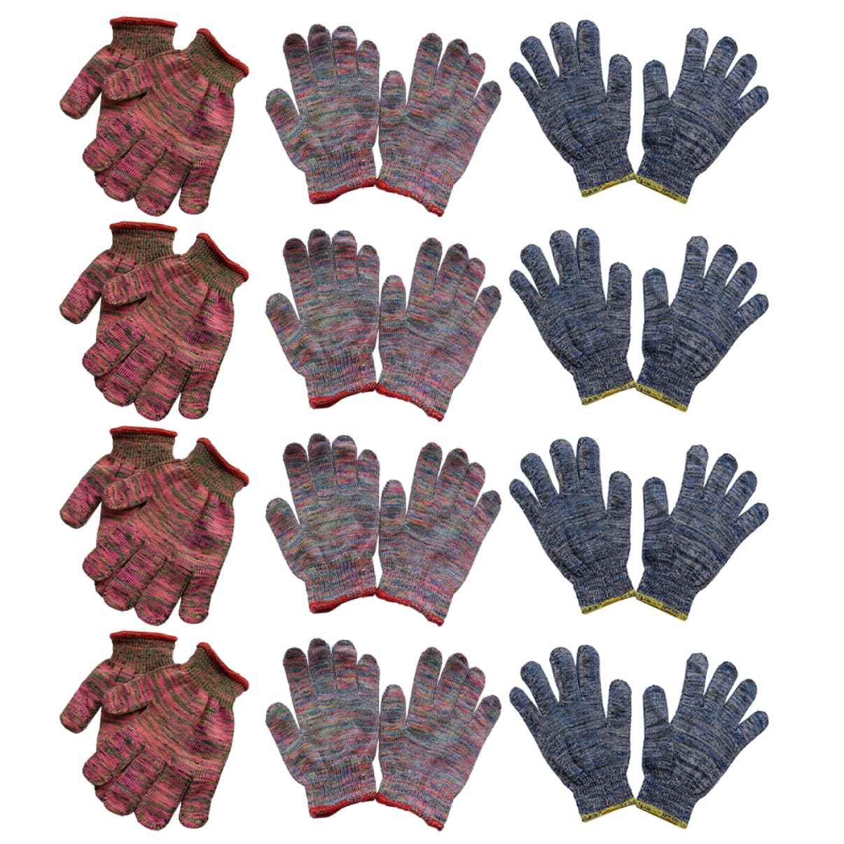 VILLCASE 12 Pairs Durable Non Slip Gardening Gloves Breathable Nylon Working Gloves Puncture Stretchable for Work Random Color Assortment Comfortable Fit Random Color