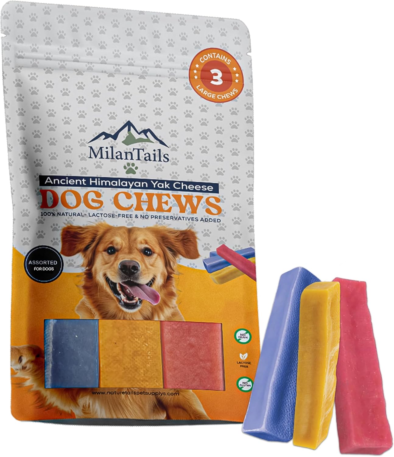 Premium Natural Fruit-Flavored Himalayan Yak Chew for Dogs - 300g, All-Natural, Long-Lasting, Authentic Yak Milk, Healthy Dental Chew, High-Protein (Large, Assorted)