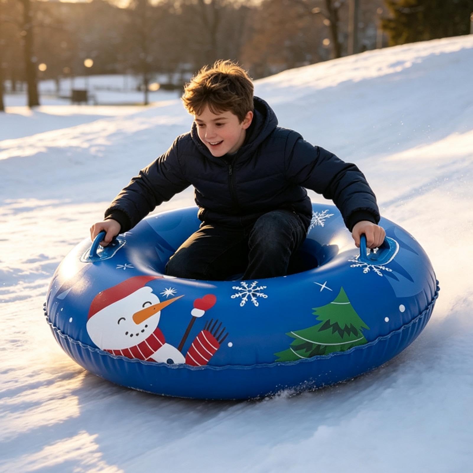 Tube à neige rond gonflable avec poignées