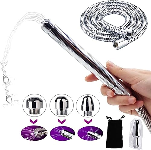 Miniatura 6 de Cabezal de ducha con boquilla de metal, 2 cabezales de ducha, 3 limpiadores de aluminio, sistema de limpieza con manguera de 59 pulgadas y gancho