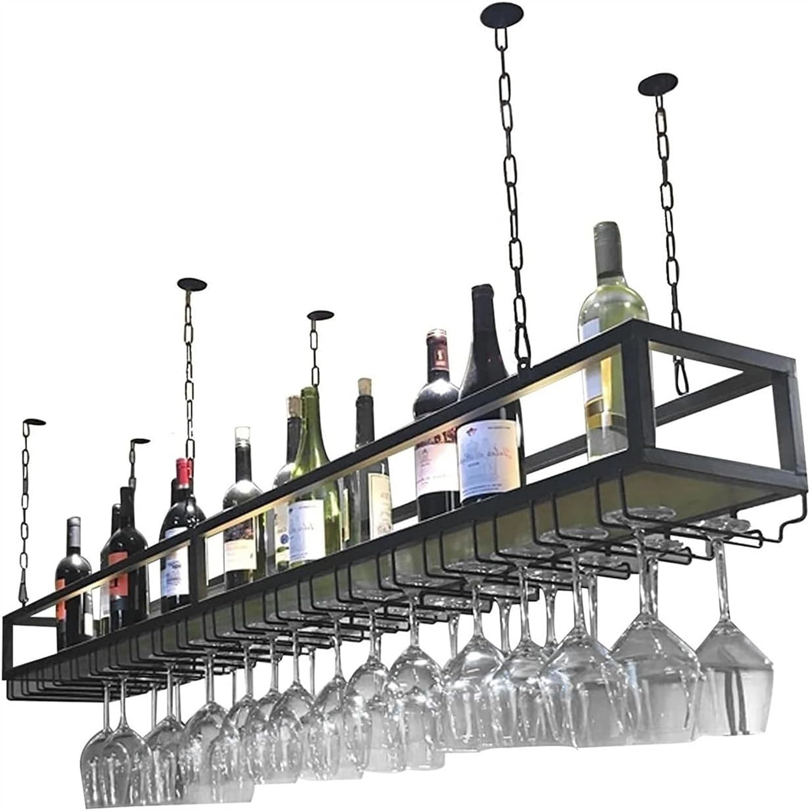 Casier à vin suspendu en bois pour salon et décoration de cuisine