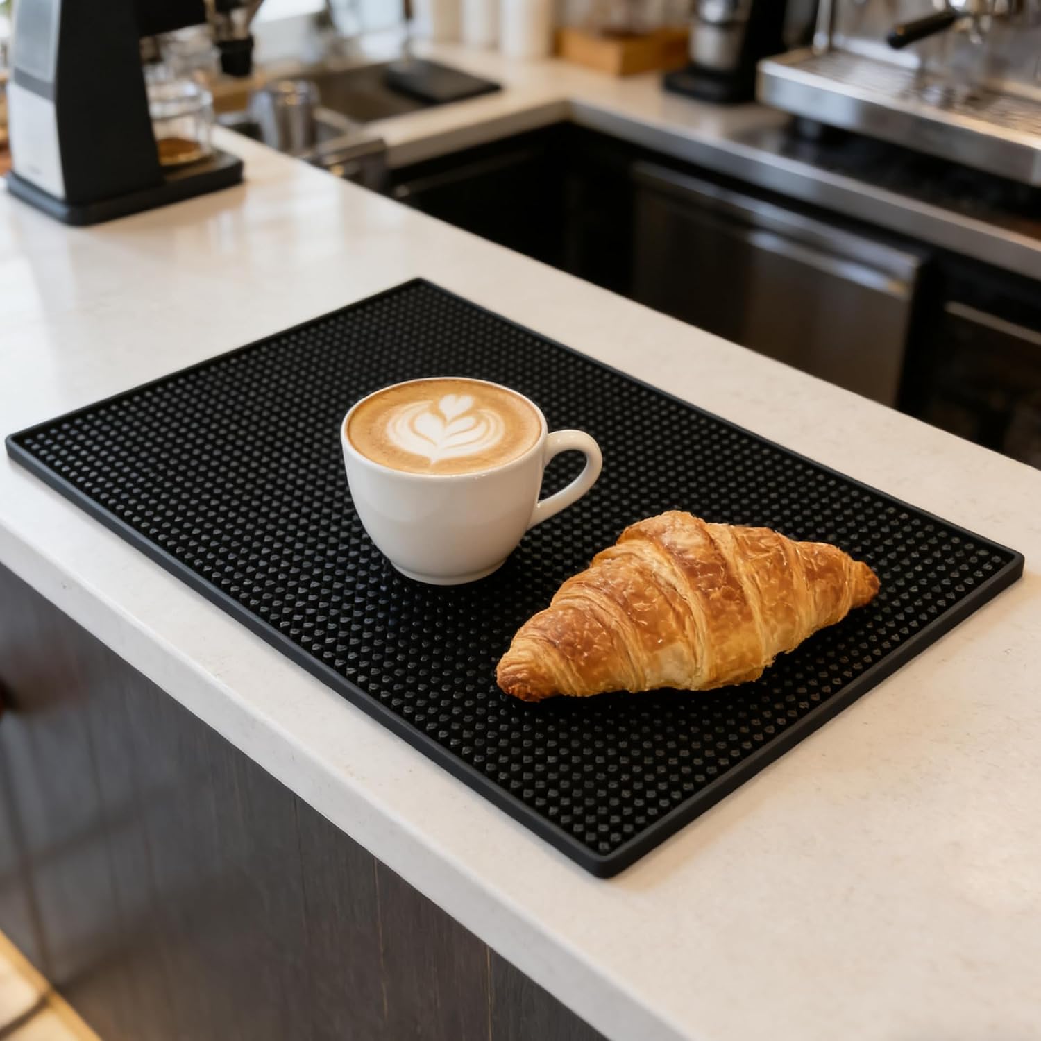 2PCS Silicone Drip Mat, Non Slip Rubber Bar Mat, Heat Resistant Bar Matts for Bar Countertop, Home Bar Accessories and Decor, Waterproof Coffee Bar Spill Mat for Kitchen Restaurant Pub(18" x 12") image 5