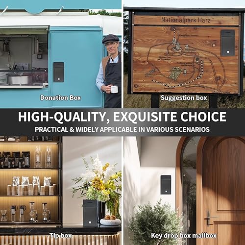 Miniatura 7 de Caja de sugerencias de metal para dinero montada en la pared y mesa con ranura de bloqueo para recaudación de fondos, comentarios, oración, donación