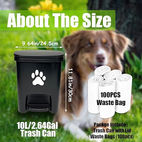 Miniatura 2 de Cubo de basura para excrementos de perro al aire libre, estación de residuos de mascotas vintage con tapa, contenedor de eliminación de desechos de