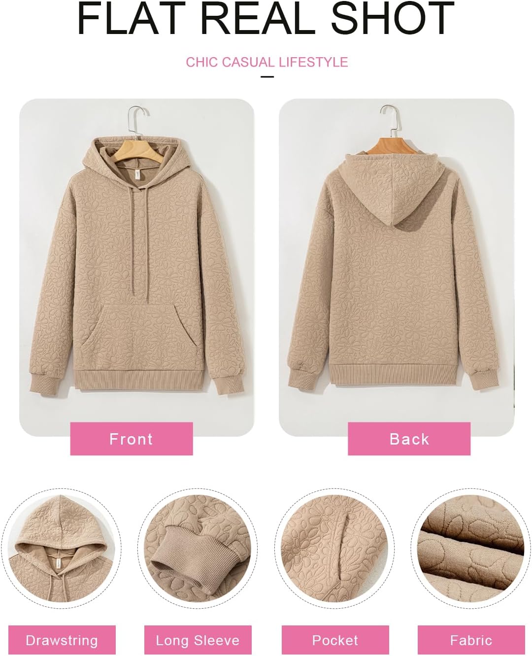 EVALESS Womens Hoodies Casual Long Sleeve Drawstring Jacquard Sweatshirt Pullover Tops Loose Outfits Clothes - Image 5