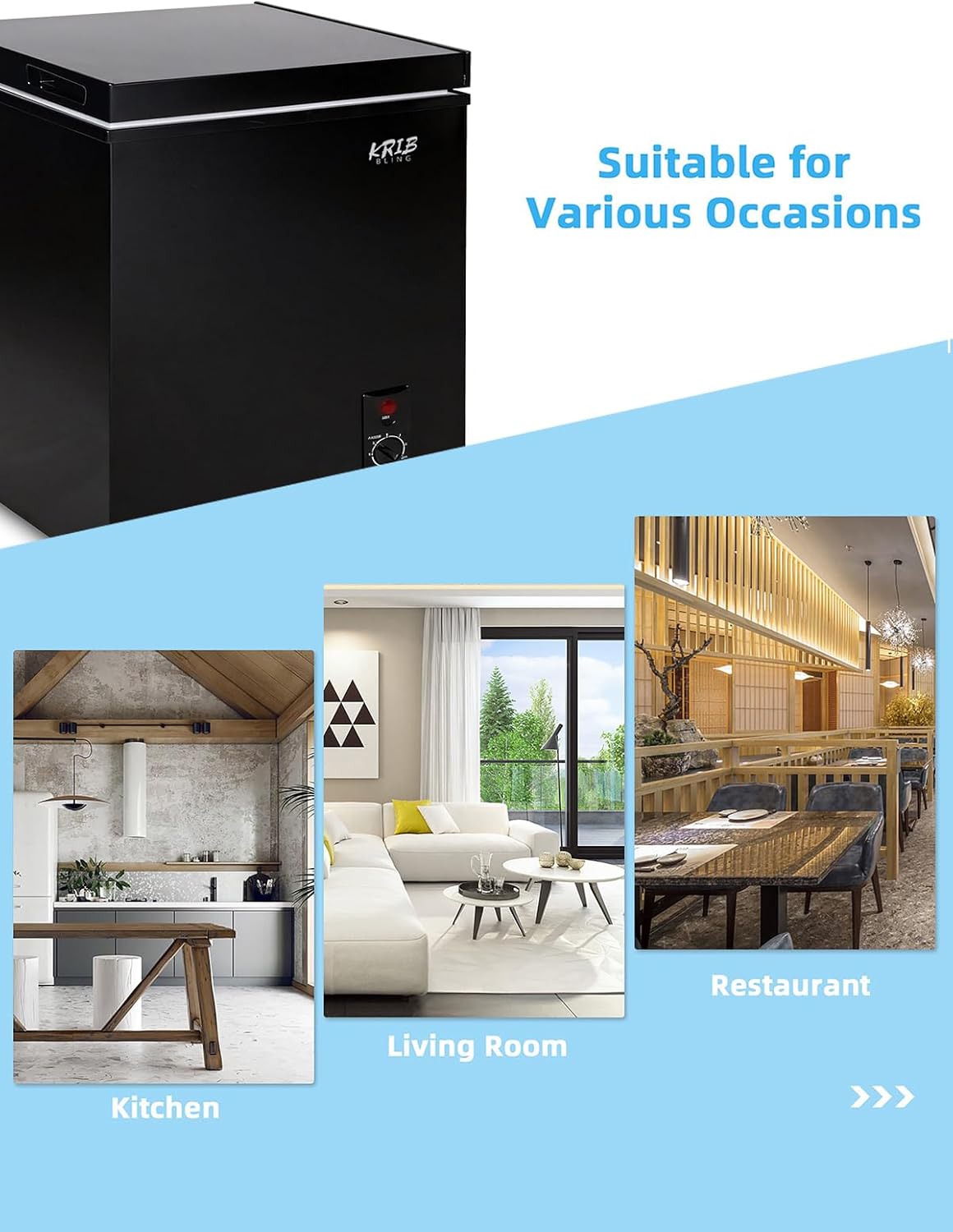 Chest Freezer 7.0 cu.ft Mini Adjustable 7 Thermostat Compact Deep Freezer Top Door Low Noise with Removable Basket Black