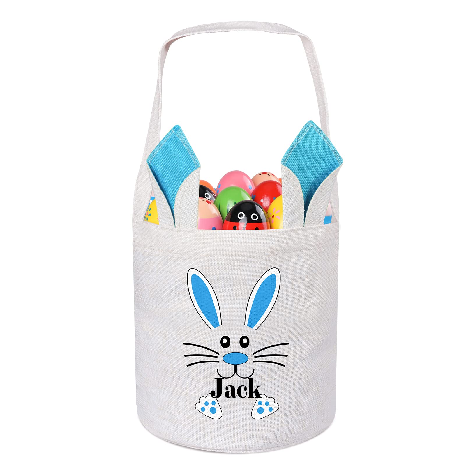 Jocidea Personalized Easter Baskets for Kids, Custom Easter Baskets with Bunny Designs, Unisex, Canvas, Classic Style