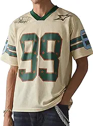 Camiseta masculina de jérsei de futebol grande Y2K Streetwear estampada folgada gola V camiseta vintage