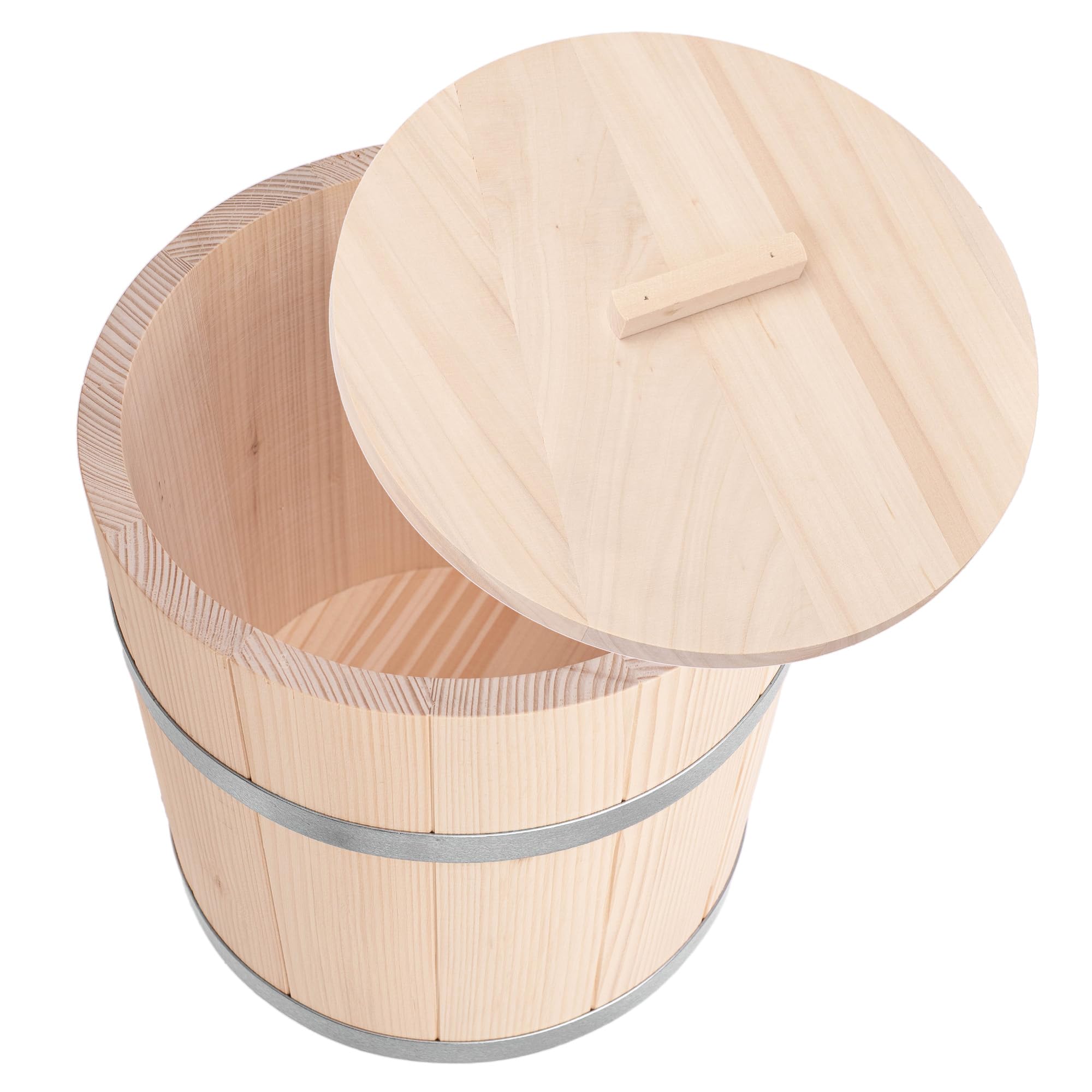 KADAX Barril de madera de 25 l, olla de chucrut de madera, olla de fermentación para fermentación de verduras como chucrut, pepinos o kimchi, barril de chucrut, olla de pepino, barril de pepino