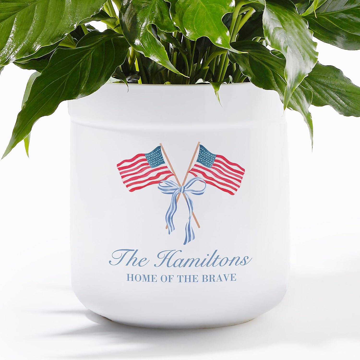 Personalization Universe Watercolor Freedom Personalized Large Outdoor Flower Pot