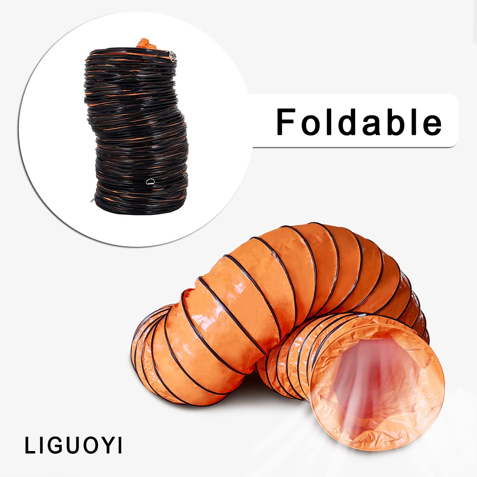 LIGUOYI Tubo Flessibile in PVC per Tubo di Scarico, 5M 10M Tubo di Ventilazione Diam 300mm 500mm 600mm, Impermeabile Condotto Flessibile in PVC con Corde Regolabili, Collapses for Easy Storage