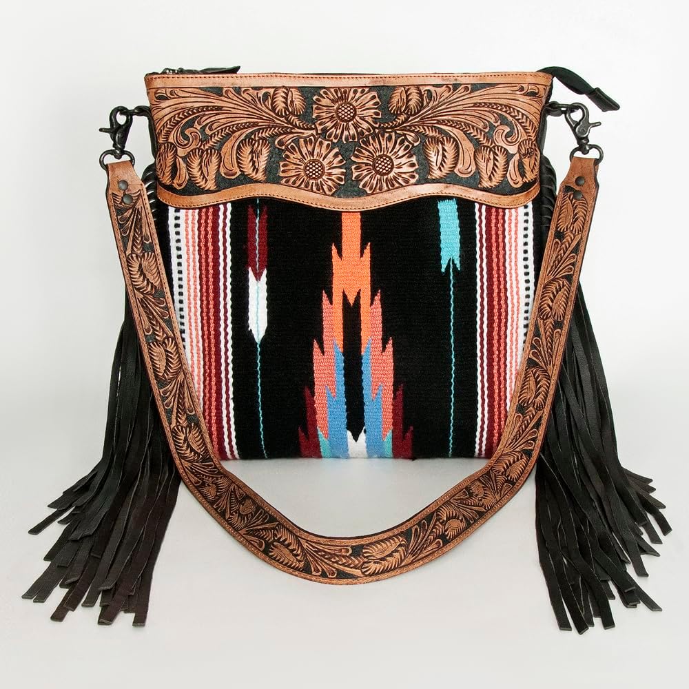 American Darling Signature Crossbody Hand Tooled Saddle Blanket Genuine Leather Western Women Bag Handbag Purse | for Cute