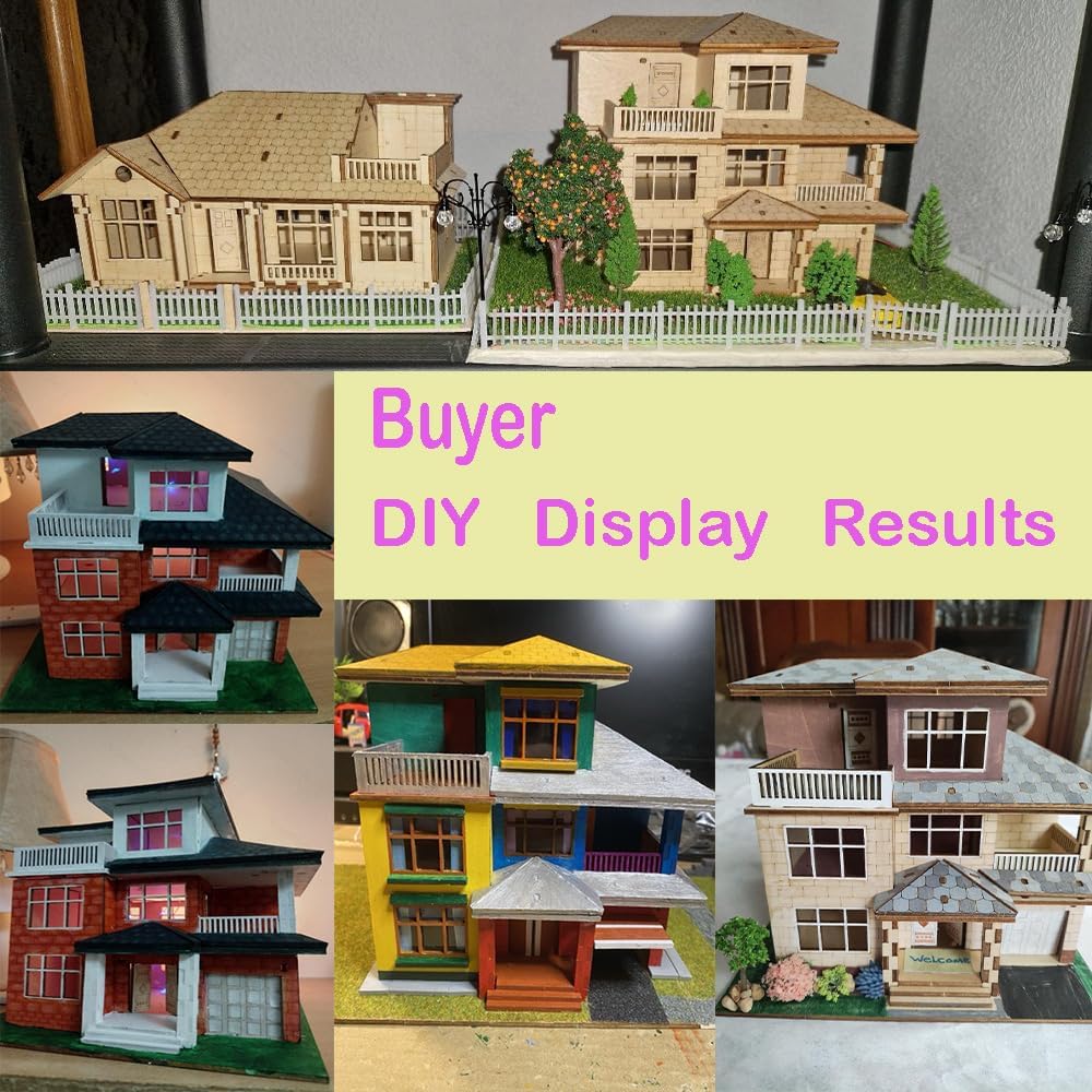3D Wooden House Puzzles for Adults,DIY Color Modern Villa Wooden Model Kits,Creative Art Ornaments,Gift on Birthday,Christmas