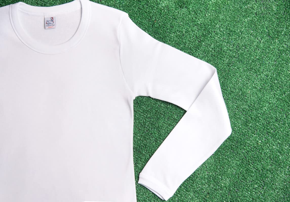 ZZZ ZZZ PETITE ABEILLE Made in Italy – Lot de 3 maillots de corps pour garçon en chaud coton d’hiver, 100% coton gratté, manches courtes ou longues (Blanc)