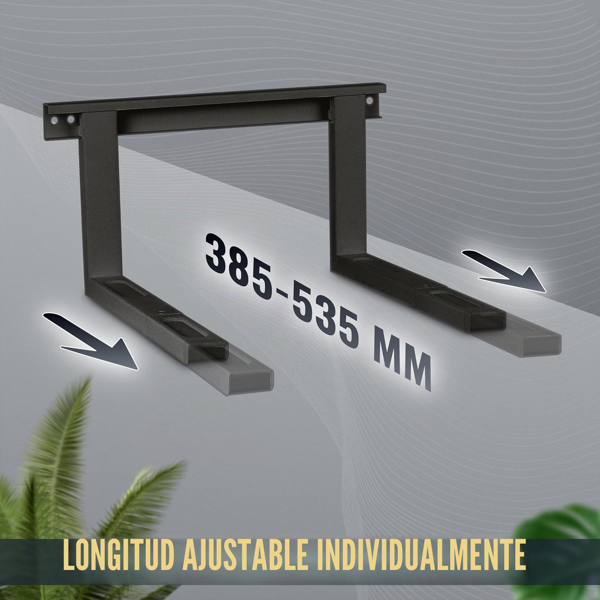 RICOO Soporte Microondas Pared WM0108, Montaje Universal para Microondas y Hornos Carga máxima de 35 kg Extensible de 38,5 a 53,5 cm Incluye Kit de Montaje Material de Acero
