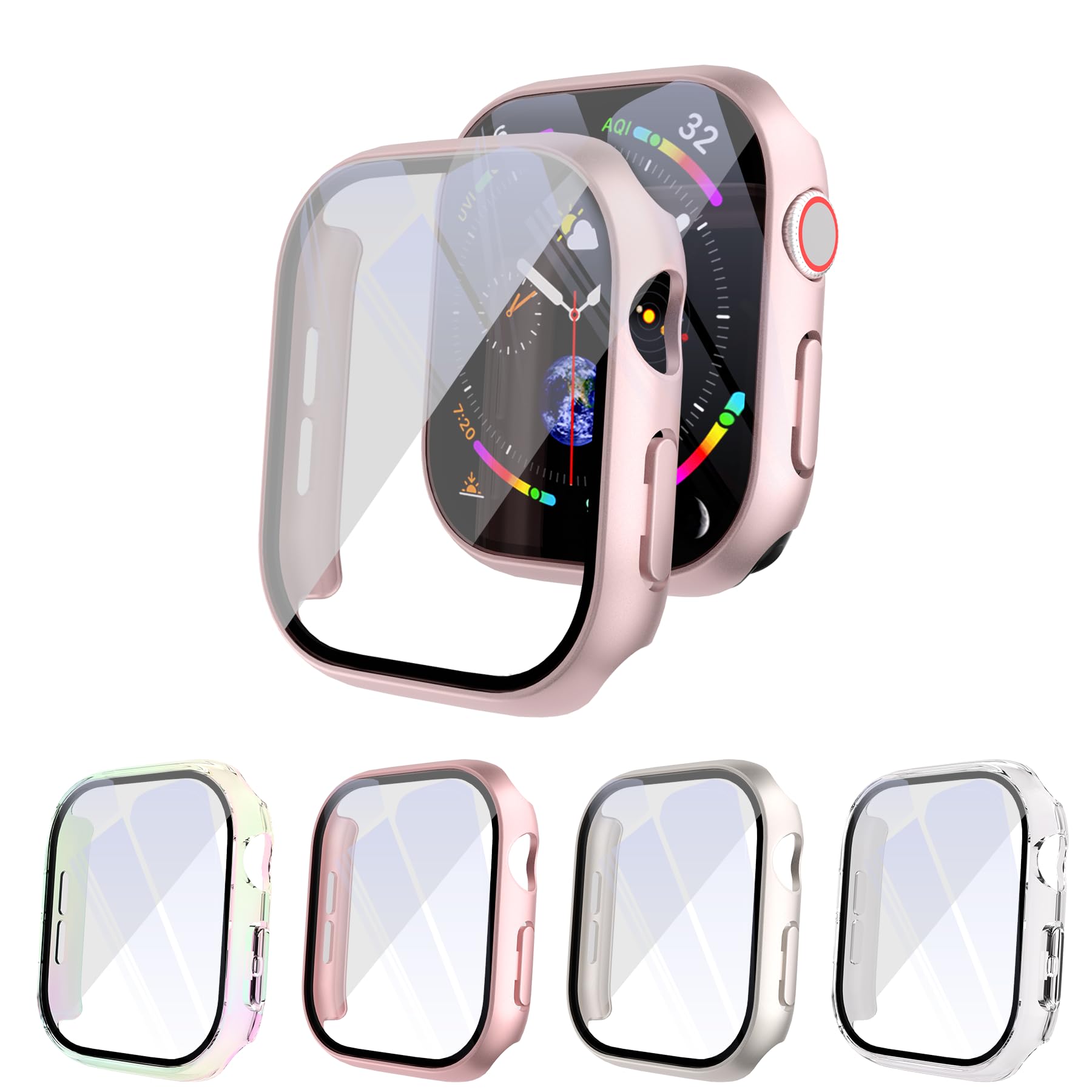 PKMH [4 PCS] Hard PC Case with Screen Protector Compatible for Apple Watch Series 10 42mm, Full Edge All Around Protective Bumper Anti-Scratch Frame