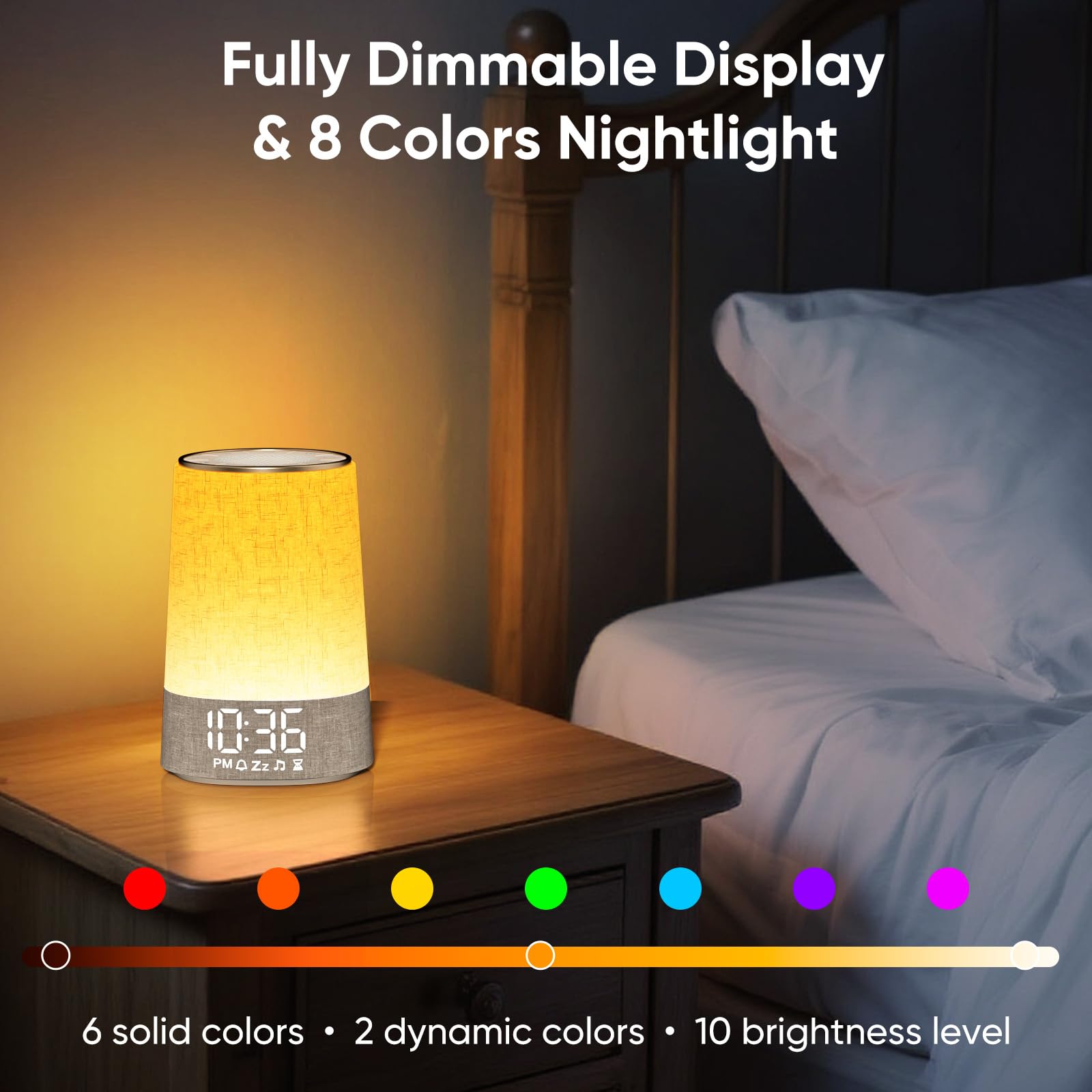 Sunrise Réveil Lumière de Réveil Lampe de Chevet Dimmable avec Machine