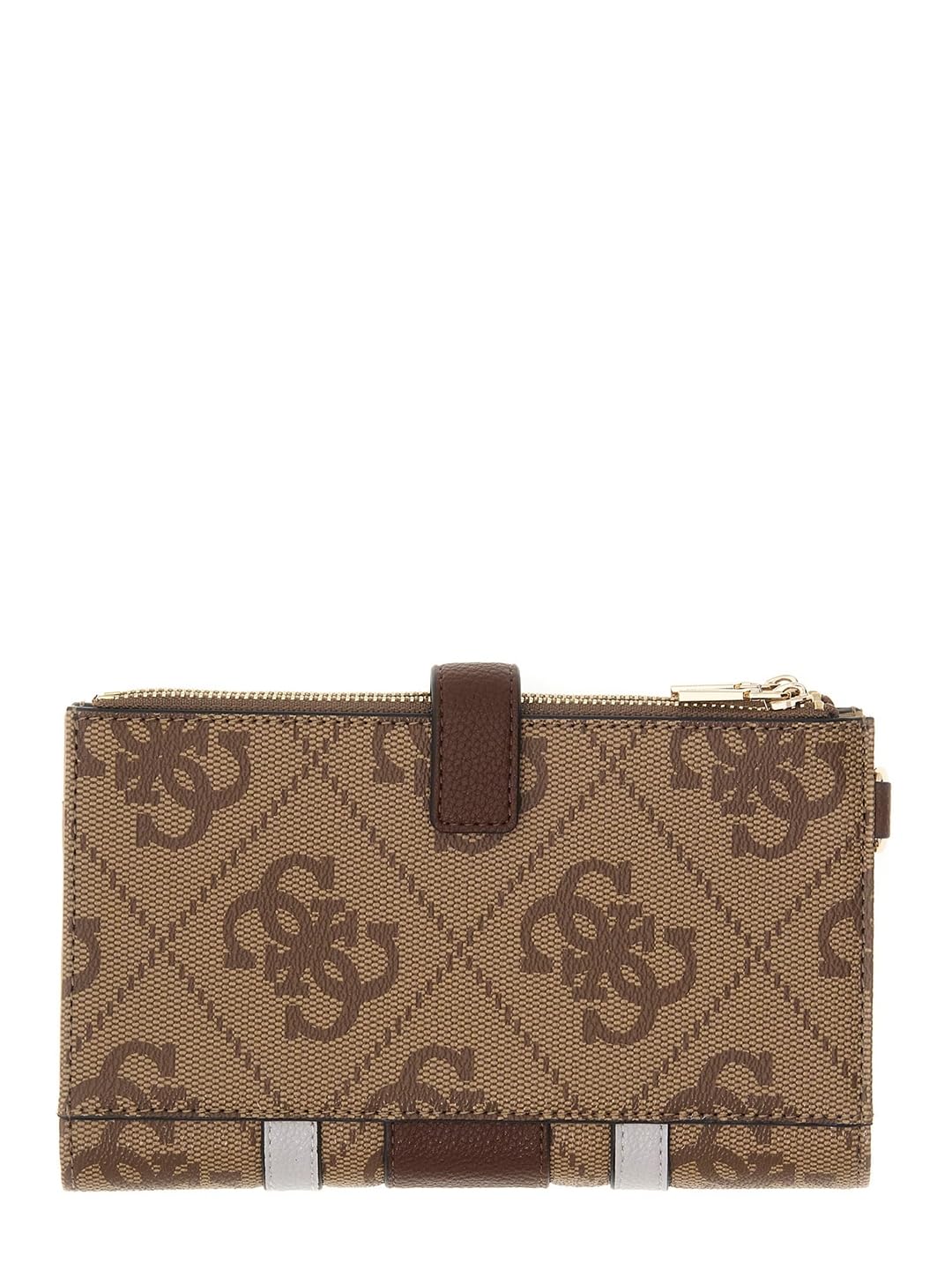 GUESS portafoglio Laurel II SLG Double Zip Organizer Latte Logo/Brown marrone chiaro
