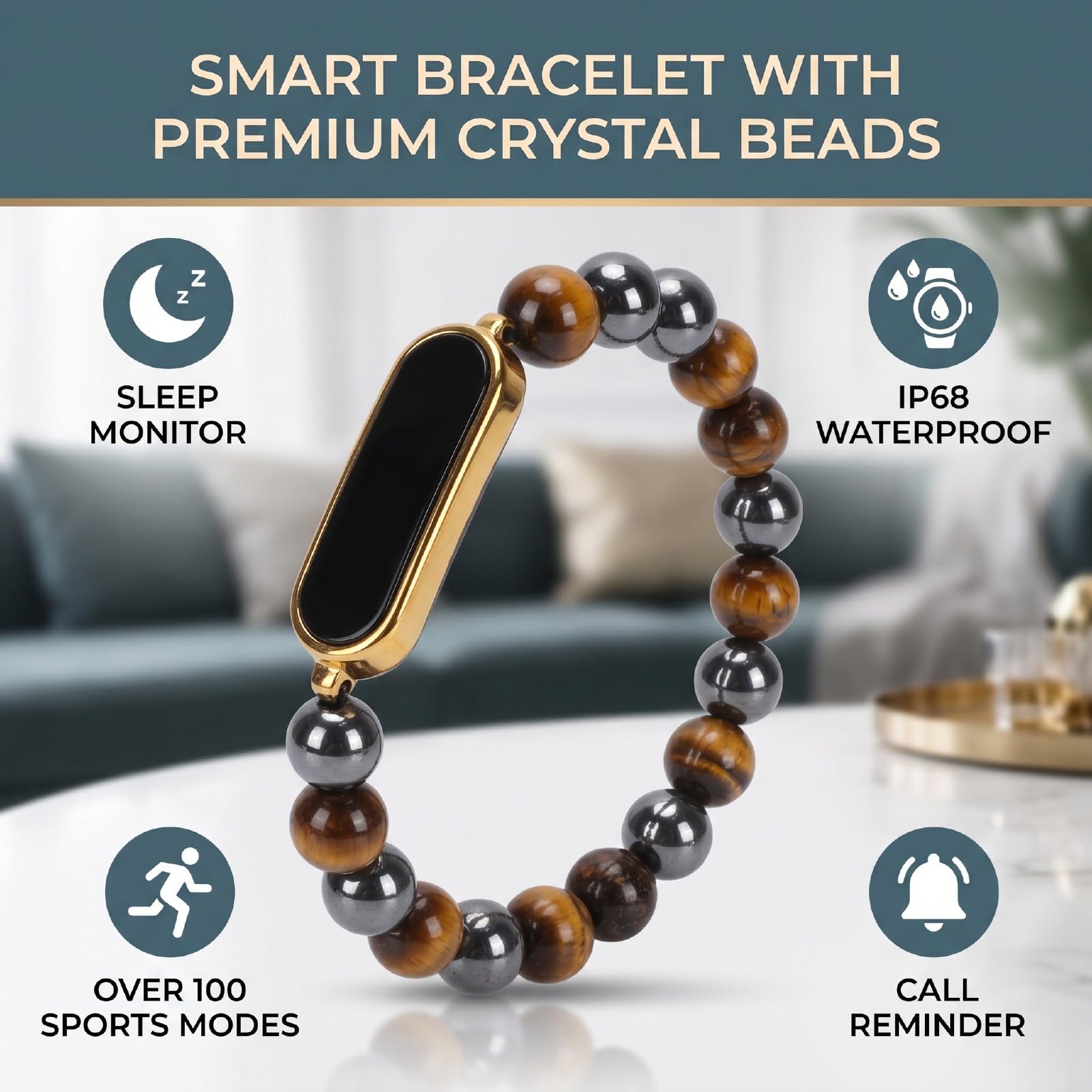 Dpofirs Reloj Inteligente para Mujeres Hombres Fitness (Oro Negro)