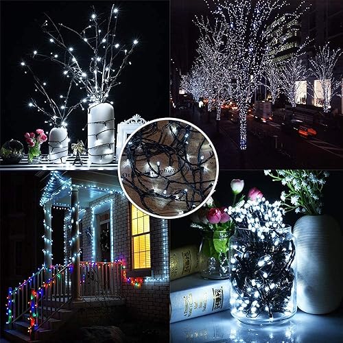 Miniatura 4 de FULLBELL Christmas Lights Black and White Christmas Decorations Black String Lights 33ft 100 LED Memory Controller,Christmas Tree Lights Extendable