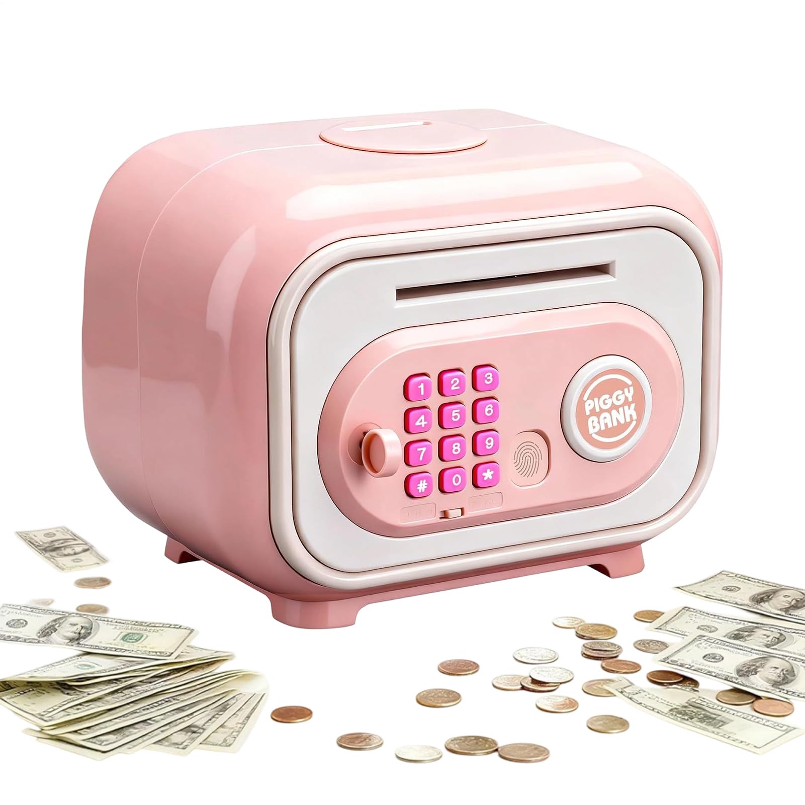 Coffret ATM à pièces réelles et tirelire électronique pour enfant de 3 à 12 ans