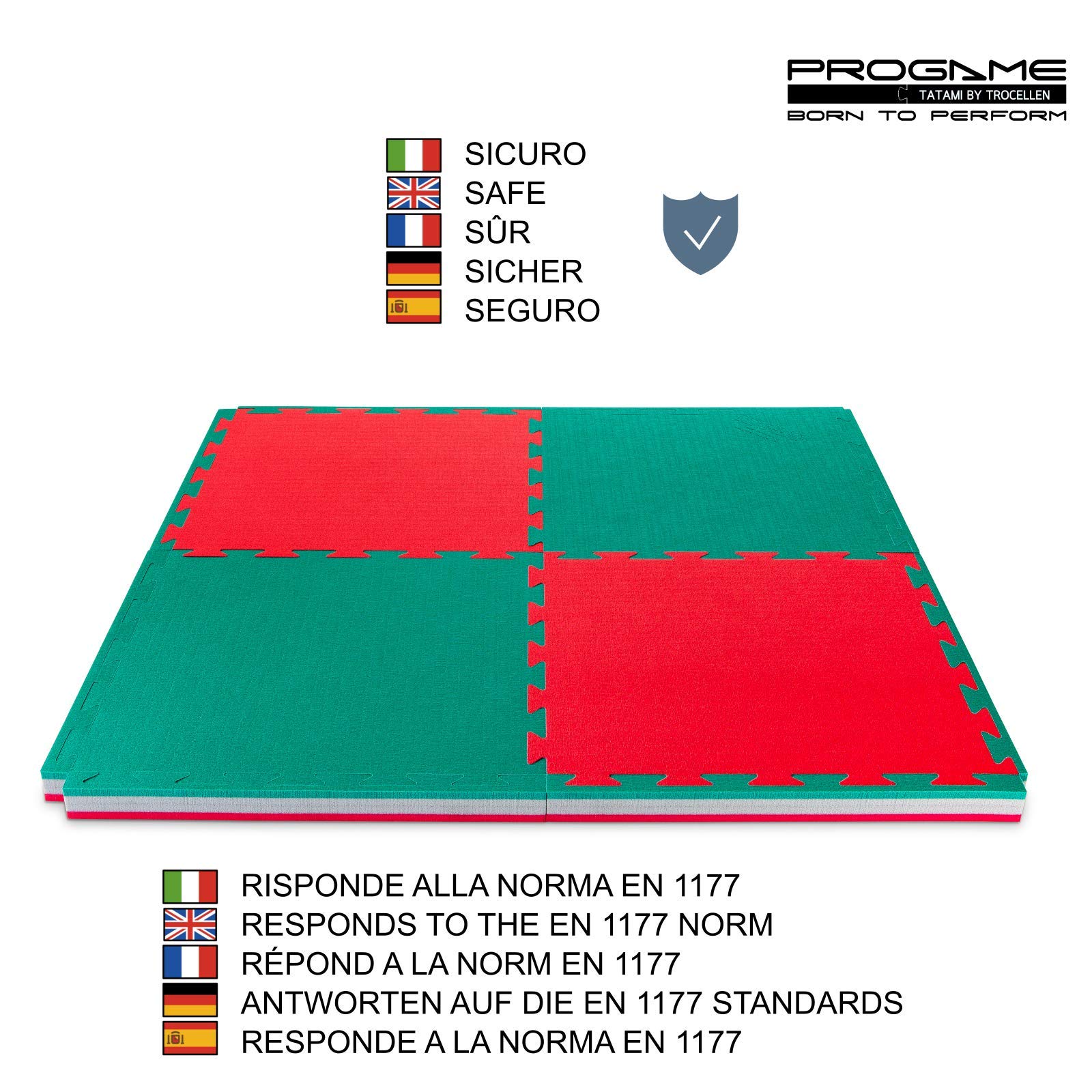PROGAME Tatami Palestra Spessore 4 cm. 8 Pezzi 50x50 cm PERFORMANCE-HOME Tatami Judo Materassino - Made in Italy