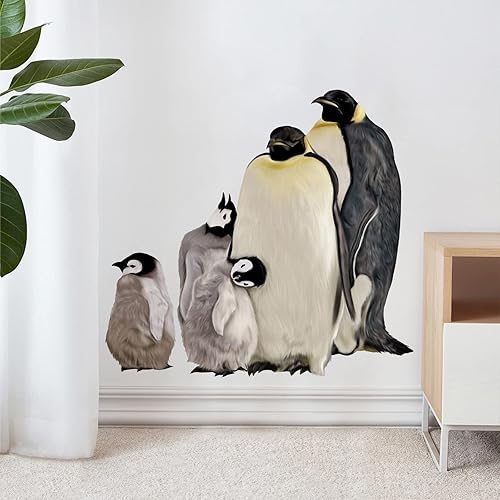 Calcomanía de pared de la familia de pingüinos, para guardería, de animales, extraíble, despegar y pegar, impermeable, decoración de pared para