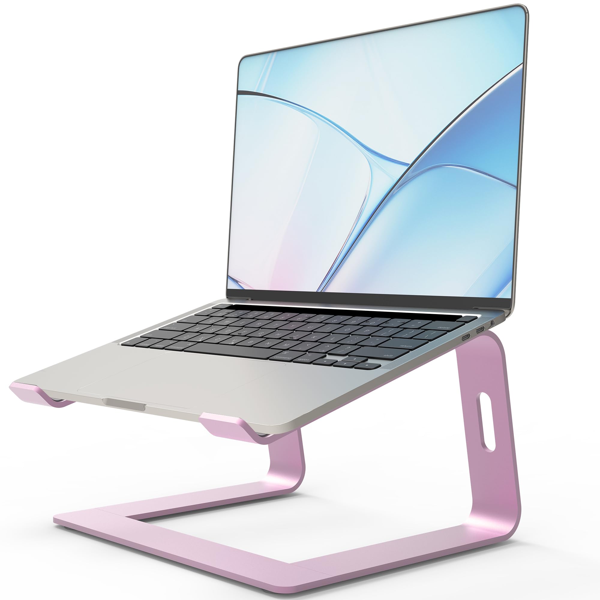 Orionstar Przenośny aluminiowy stojak na laptopa kompatybilny z Apple Mac MacBook Air Pro 10 do 15,6 cala, zdejmowany ergonomiczny uchwyt na windę, srebrny (różowy)