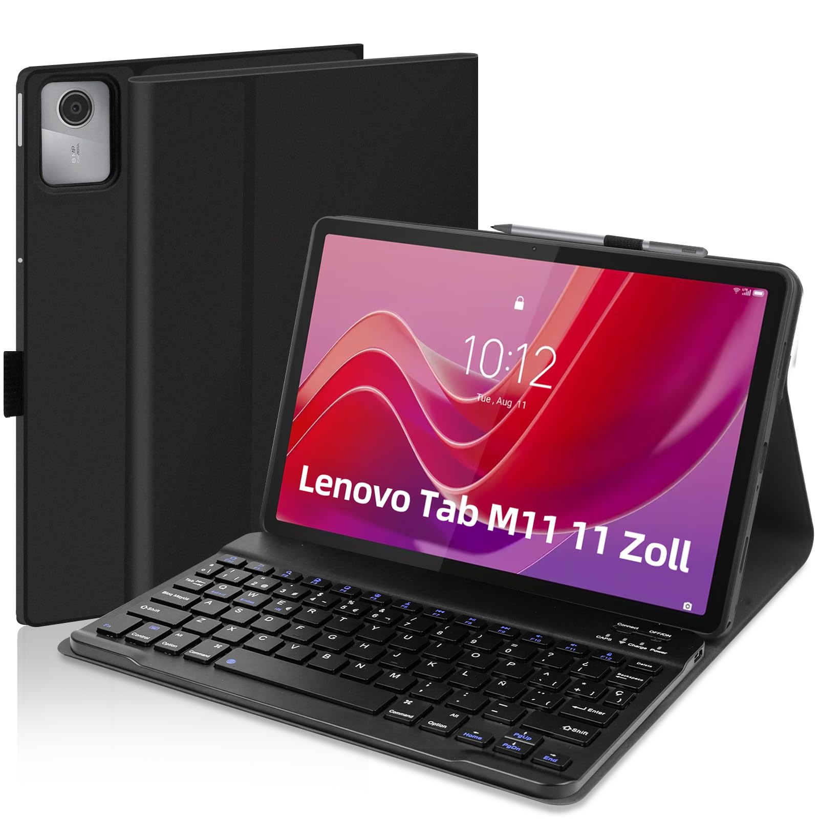 Funda Teclado para Lenovo Tab M11 11" 2024, Teclado Español Ñ Magnético para Lenovo Tab M11 [TB330FU/TB330XU], QWERTY Bluetooth Inalámbrico Funda Teclado, Negro