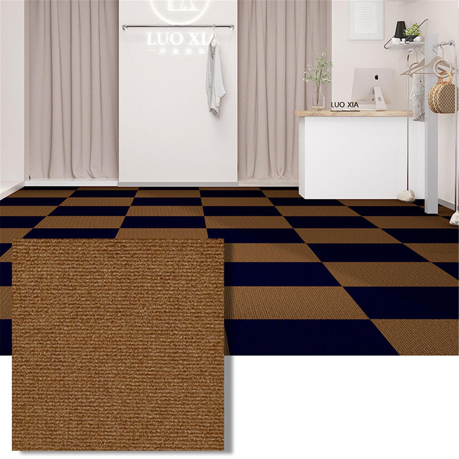 Piastrelle Moquette Adesive 30x30 Cm Beige - 4 Pezzi, Spessore 5mm, Antiscivolo