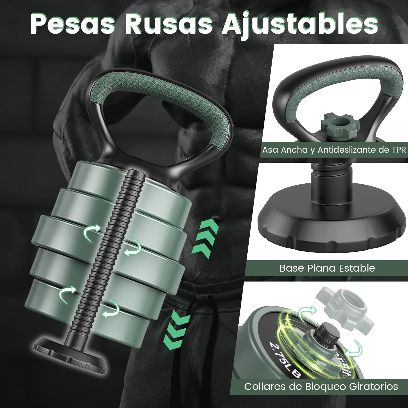 GOPLUS Juego de Mancuernas 4 en 1, Juego de Pesas 20 kg Ajustables con Barras de Conexión Antideslizantes, Pesas Rusas, Soporte para Flexiones, Equipo de Ejercicio Fitness para Gimnasio en Casa