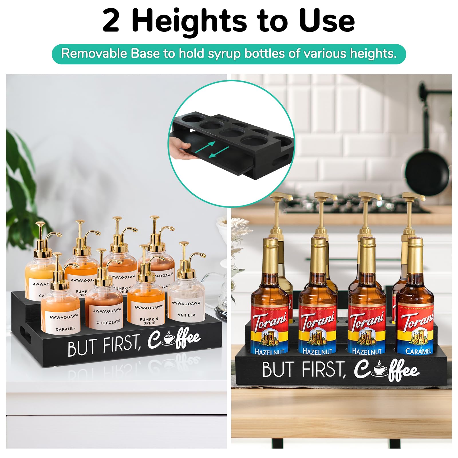 Coffee Syrup Organizer for Coffee Bar, 8 Syrup Bottles Holder for ...