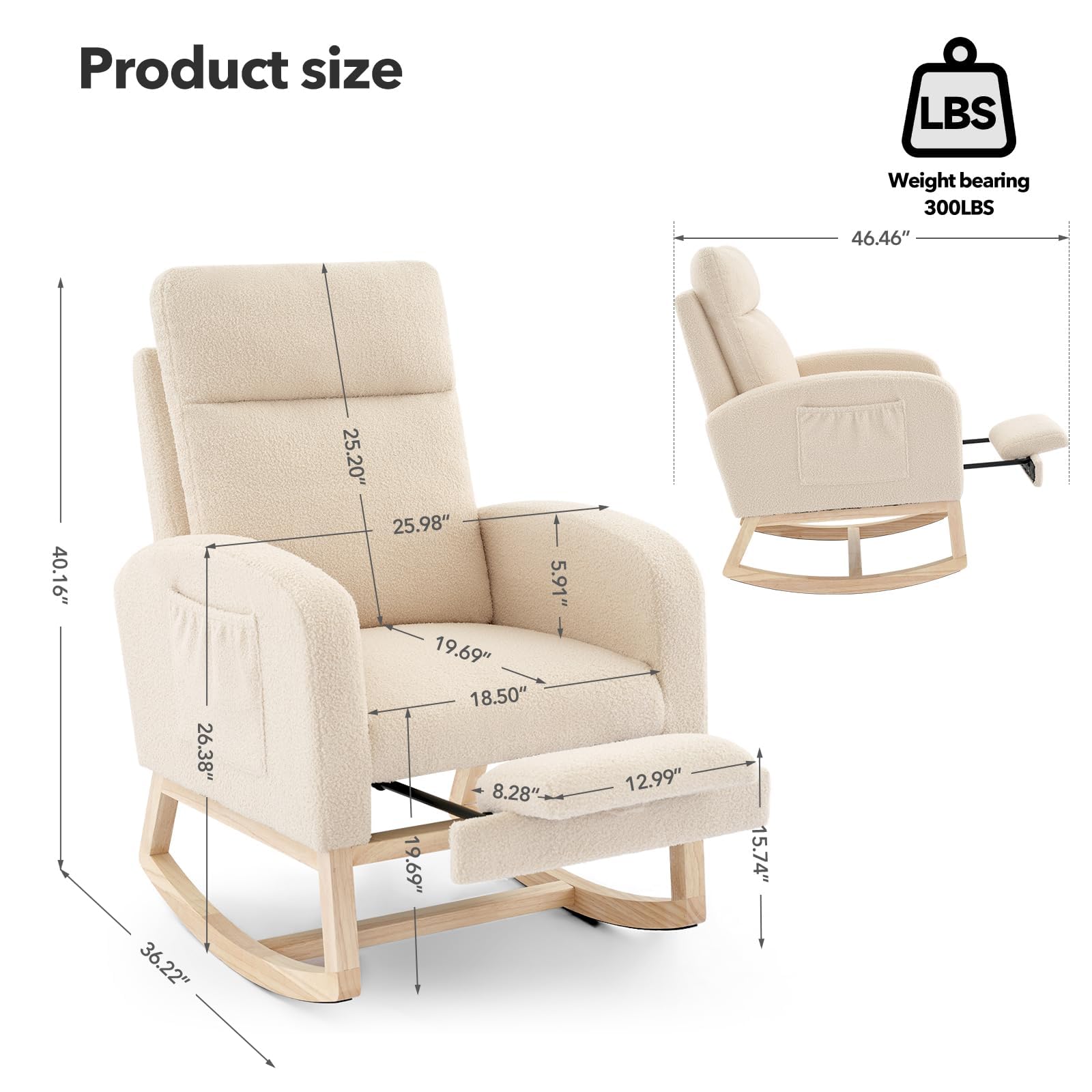 Sillas mecedoras de Lactancia con reposapiés, sillas mecedoras con Respaldo Alto, sillón tapizado con Base de Madera Maciza para el salón, el Dormitorio y la habitación del bebé
