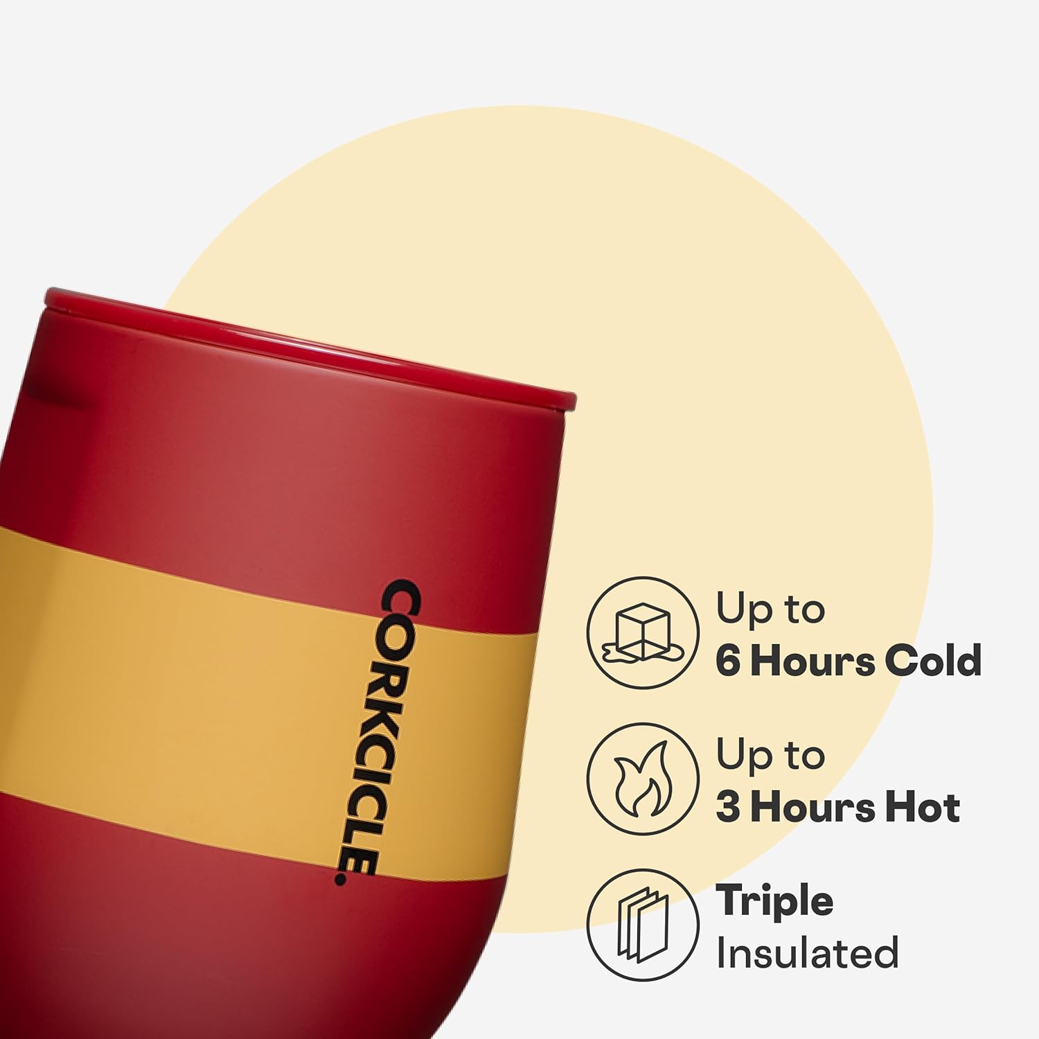 Corkcicle Stemless Insulated Wine Glass Tumbler - Keeps Beverages Cold 6 Hours & Hot 3 Hours - Stainless Steel - Easy-Grip - Summer Drinkware Gift - Keeps Drinks Ice Cold - 12 oz - Gryffindor - Image 3