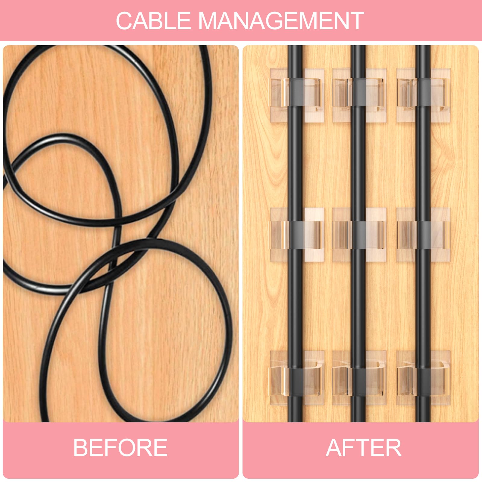 Fermacavi Scrivania Clip Per Cavi GOIYZTTR - 150 Pezzi Fermacavi Adesivi Trasparenti Per Organizzazione Cavi Casa E Ufficio Fermacavo Autoadesivi