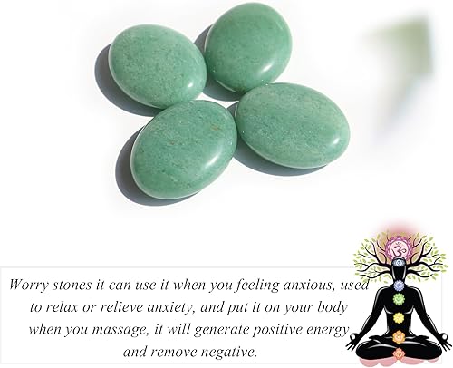 Miniatura 4 de 1 pieza de cristales de piedra de aventurina verde para la ansiedad, chakra, pulgar, ovalada, cristal de plam y piedras curativas, colección para
