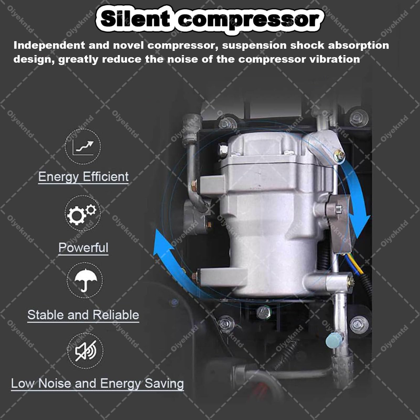 Unità CA slim fit per camper, condizionatore d'aria silenzioso da 12 V per furgoni, camion, rimorchi, quinta ruota, carrello da golf, camper