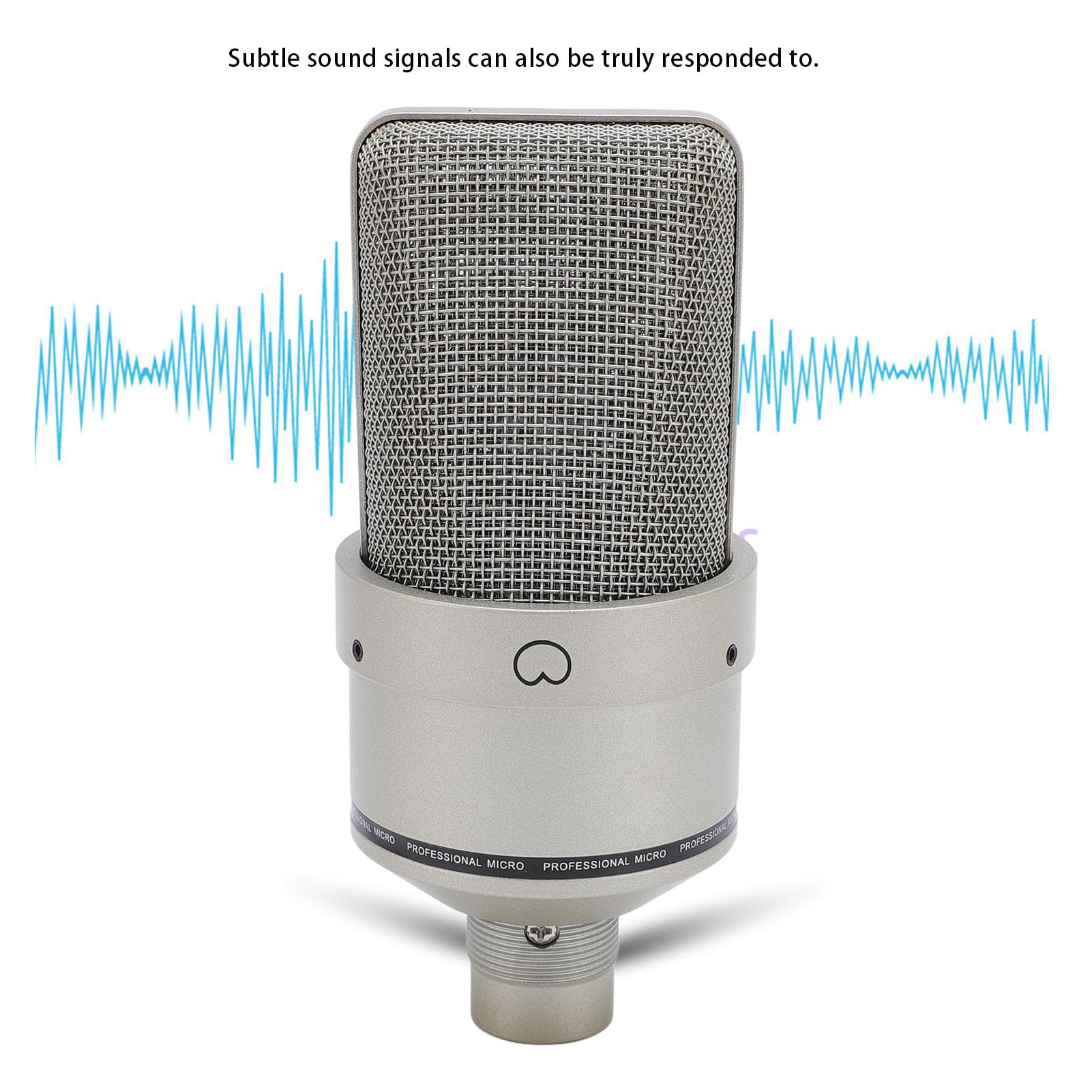 Luocute Professionelles Studio-Kondensatormikrofon mit 26-mm-Membran, Nierencharakteristik, Spinne, XLR-Kabel und Windschutz für Podcast-Aufnahmen und Streaming. (Gold)