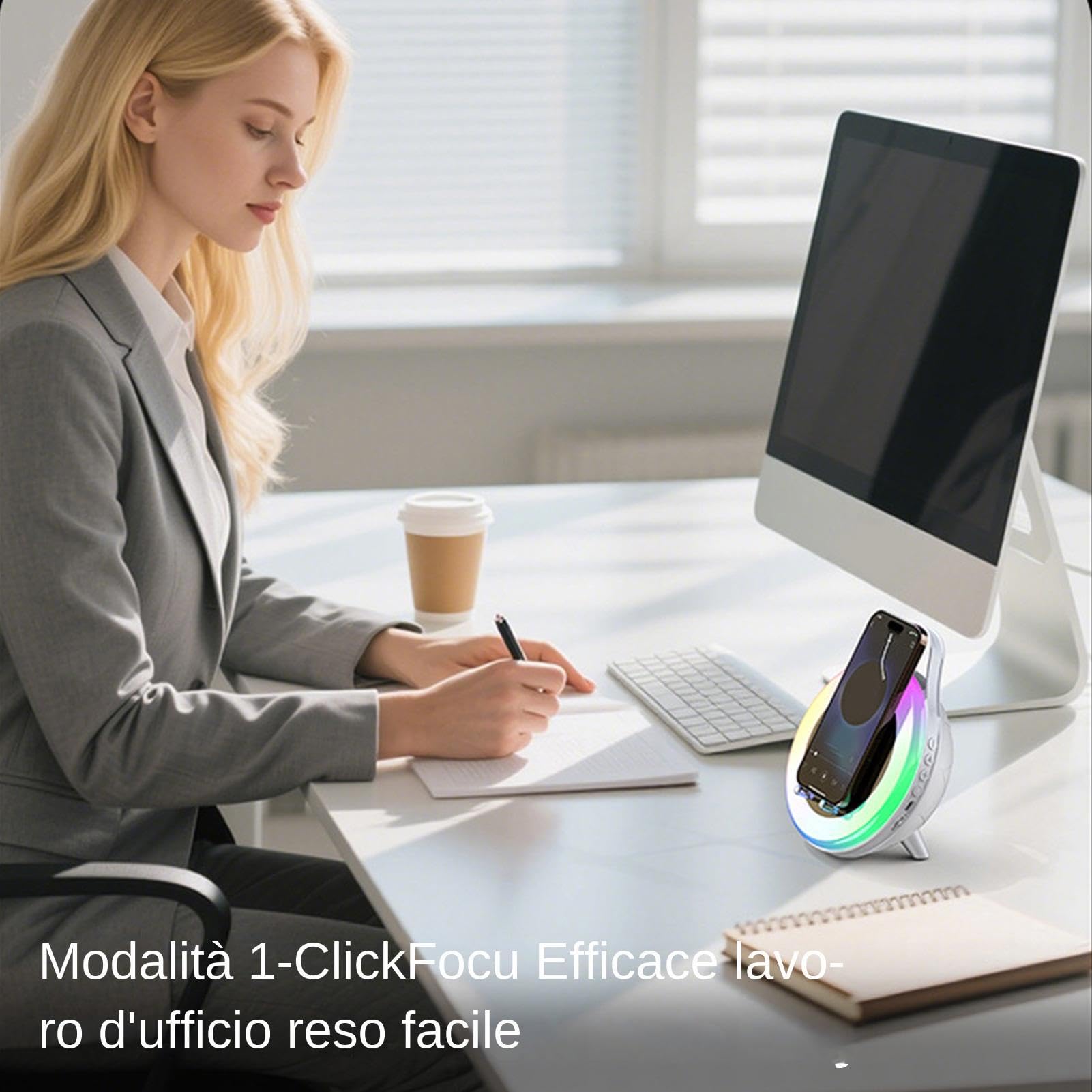 Głośnik indukcyjny RGB Smartfonowy Wzmacniacz Dźwięku Uchwyt
