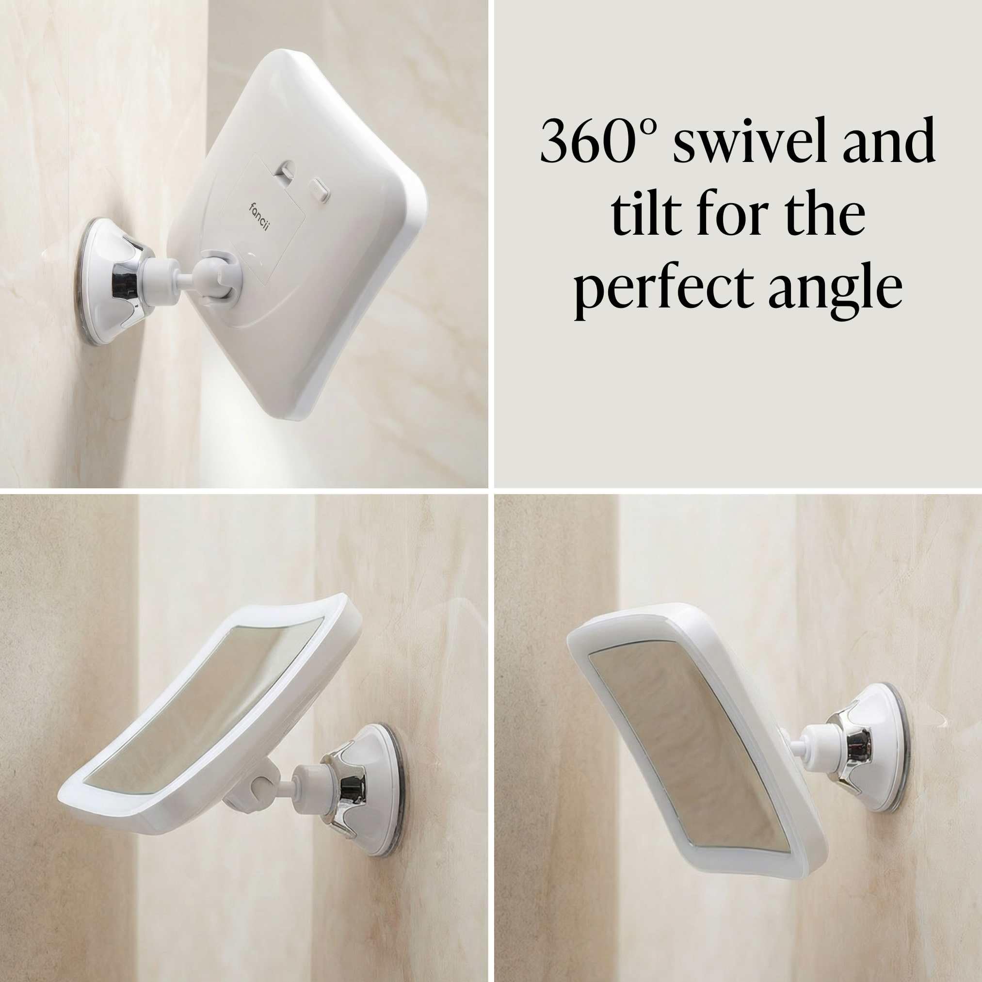 Fancii 10x Specchio ingranditore per Trucco con Luce LED e Ventosa Potente - Specchio cosmetico da Viaggio Illuminato - Specchio da Bagno Portatile, Mira (10X)