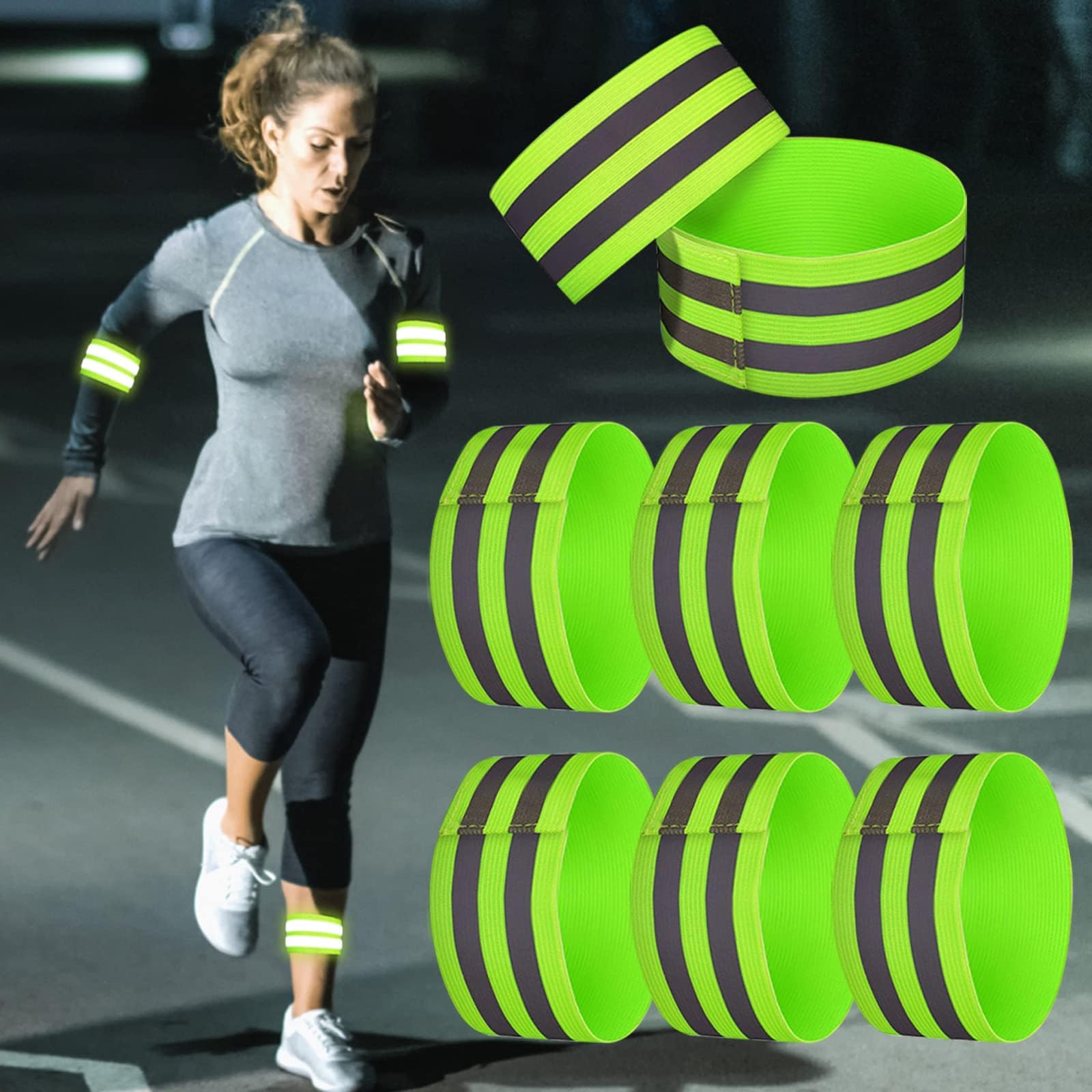 8 Pcs High Visibility Armbands, Highly Reflective Wearable Wrist ankle Bands, High Visibility Reflective Belt, Reflective Belt High Vis Belt, Reflective Running Reflector Strip for Arm or Ankle
