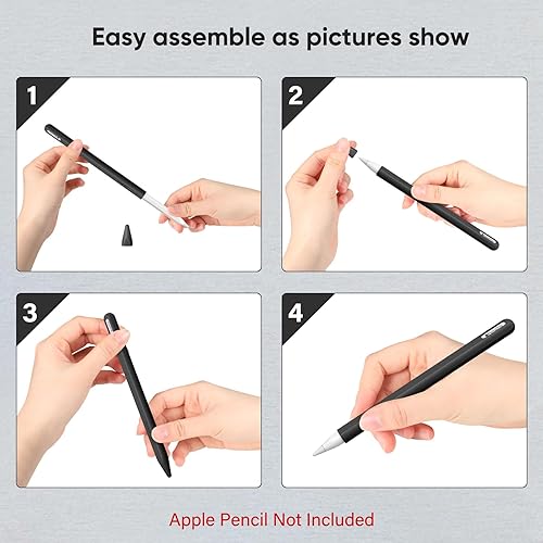 Miniatura 8 de Fintie Silicone Sleeve for Apple Pencil Pro & Apple Pencil 2nd Generation, Light Pen Skin Case Cover Soft Protective Pencil Grip Holder with 2 Nib