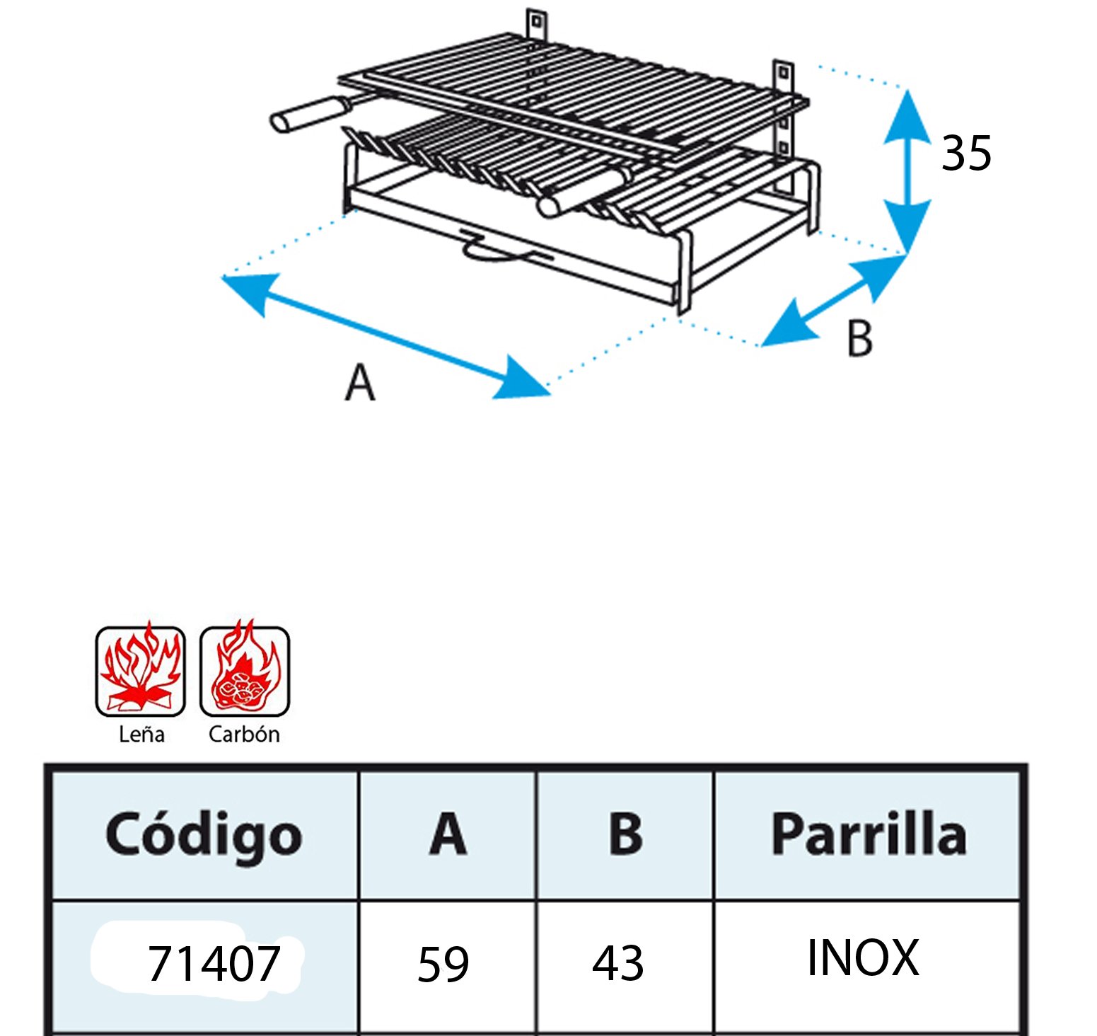 Imex El Zorro 71406 Barbecue avec Grille de Fer INOX 5000.0000