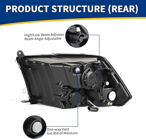 Miniatura 3 de AUTOSAVER88 Montaje de faros delanteros compatible con Dodge Ram 1500 2500 3500, modelo 2009 a 2018. Carcasa cromada con lámparas de circulación