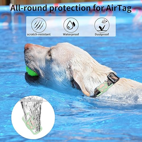 Miniatura 5 de Paquete de 2 soportes para collar de perro Airtag de silicona para collar de perro y gato, impermeable, ligero y duradero, soporte para Airtag de