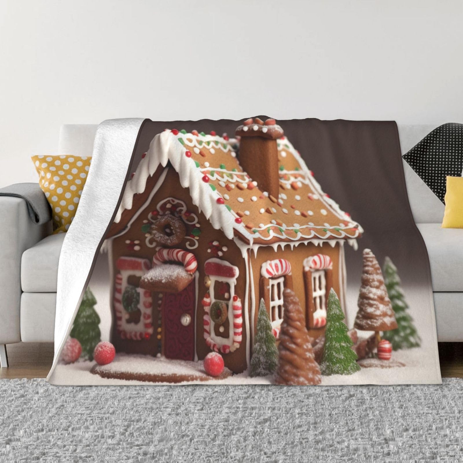 Couverture flanelle maison pain d'épice plaid réconfortant et doux pour créer un nid chaleureux