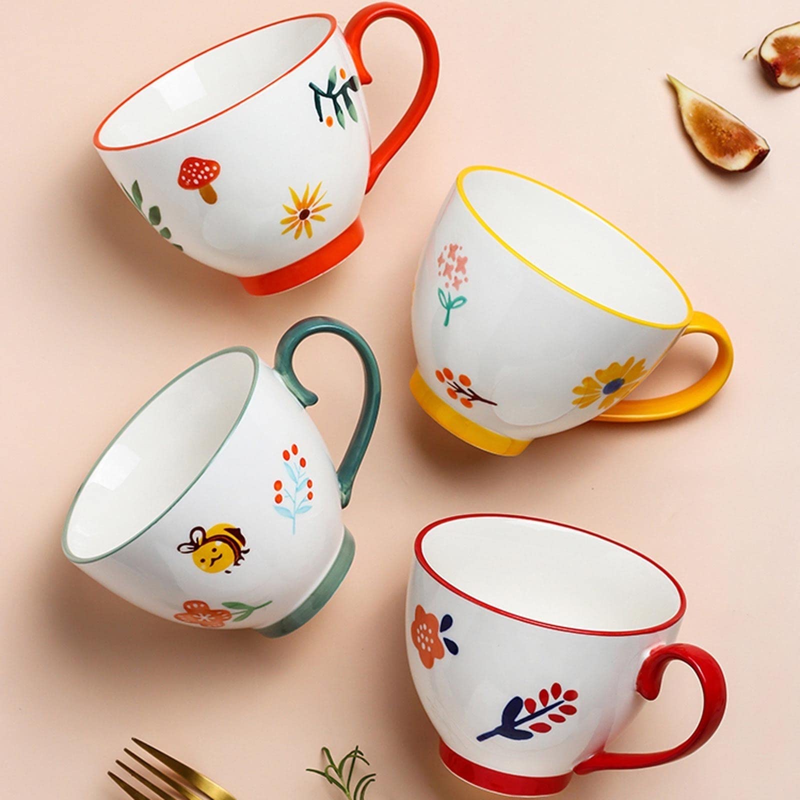 Bicchiere in Ceramica Bicchiere, Ragazza Carina Tazza da caffè di Grande capacità, Tazza, Tazze di Cioccolata Calda, Tazza da tè al Mattino (A 450ml)